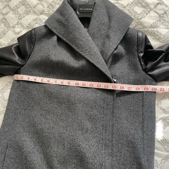 Vince Wool Coat w/ Leather Sleeves, Size Small - Picture 5 of 9